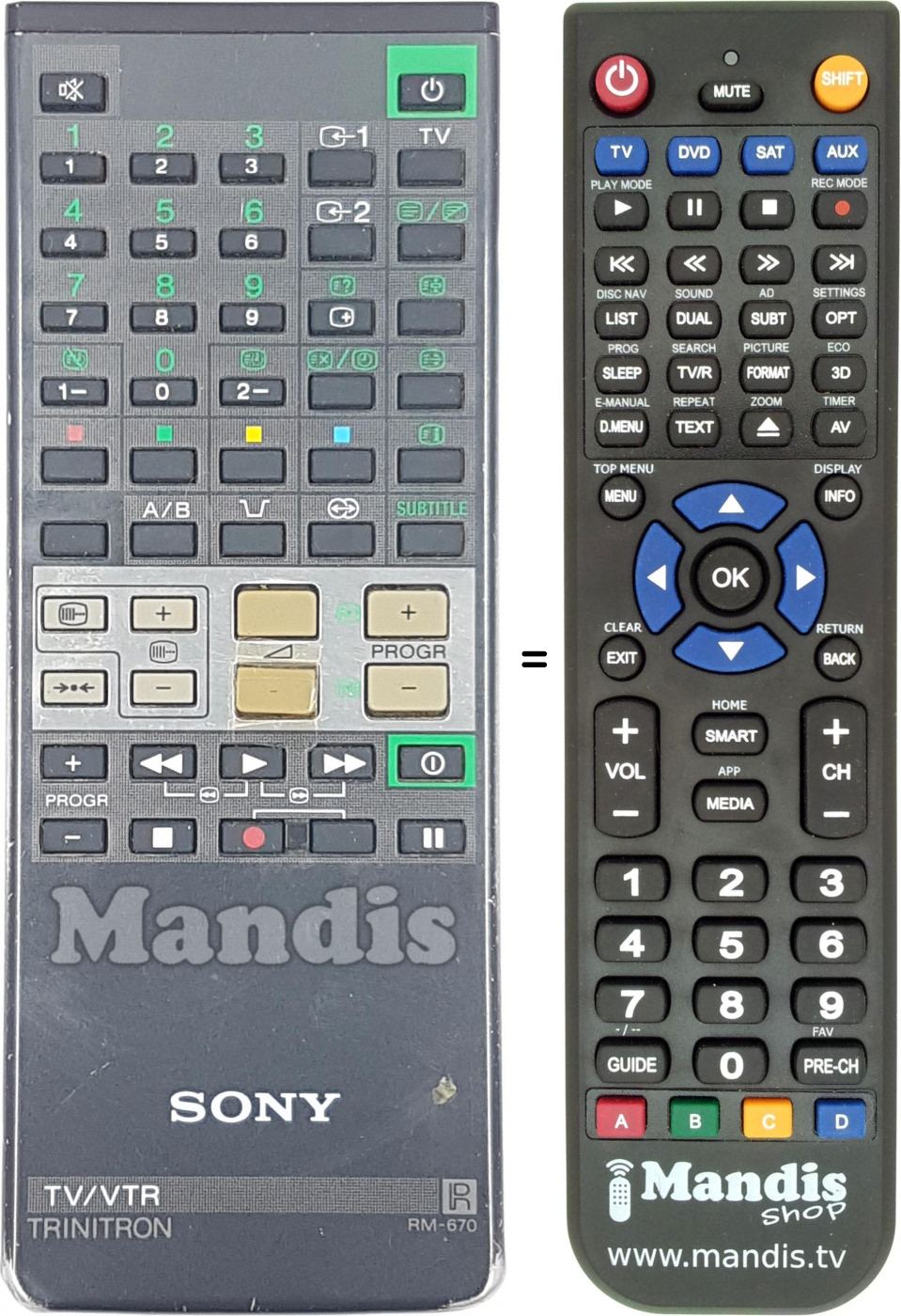 Replacement remote control Sony RM-670