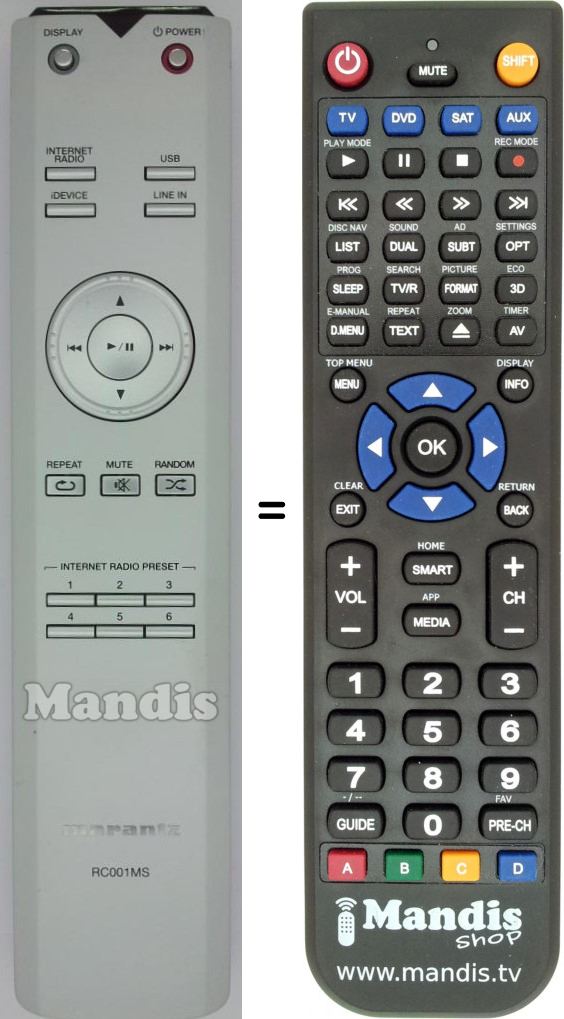 Replacement remote control RC001MS