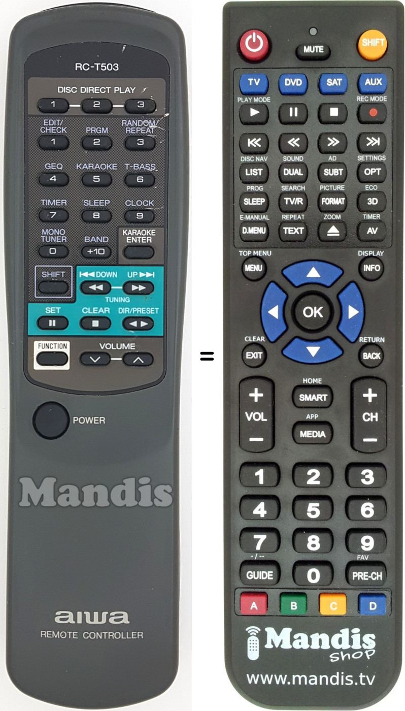 Replacement remote control RC-T 503