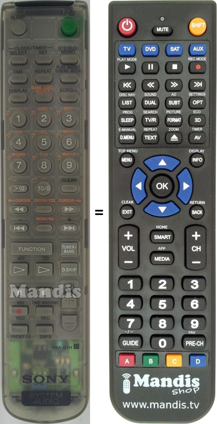 Replacement remote control RM-S7H