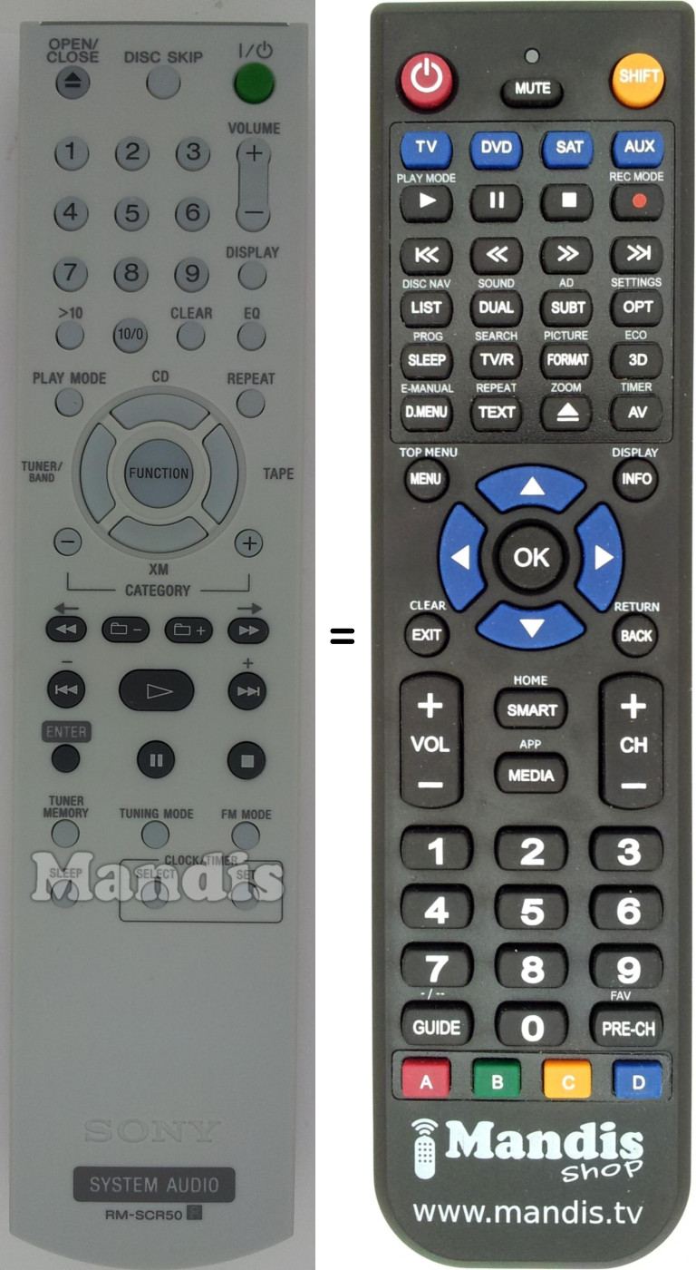Replacement remote control RM-SCR50