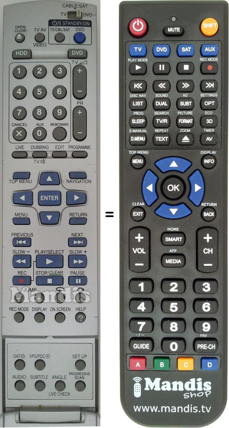 Replacement remote control JVC RM-SDR011E