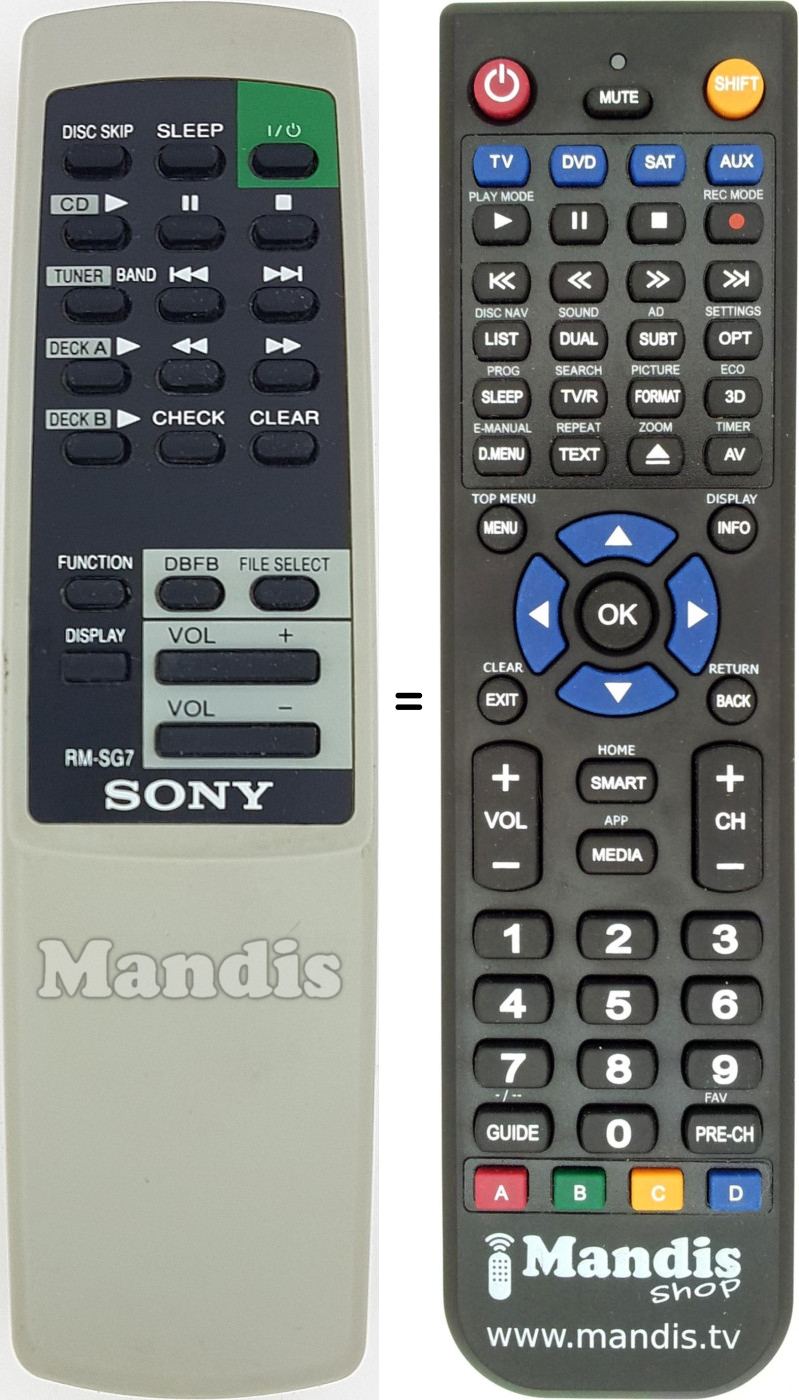 Replacement remote control RM-SG7