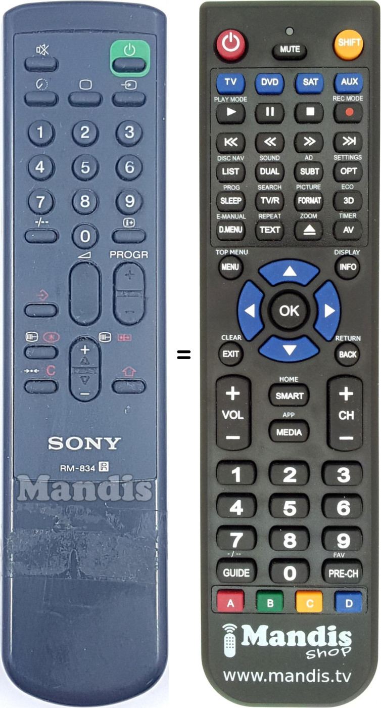 Replacement remote control RM 834