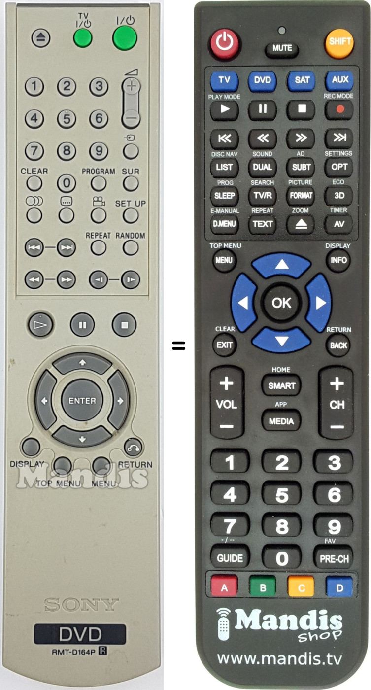 Replacement remote control RMT-D164P