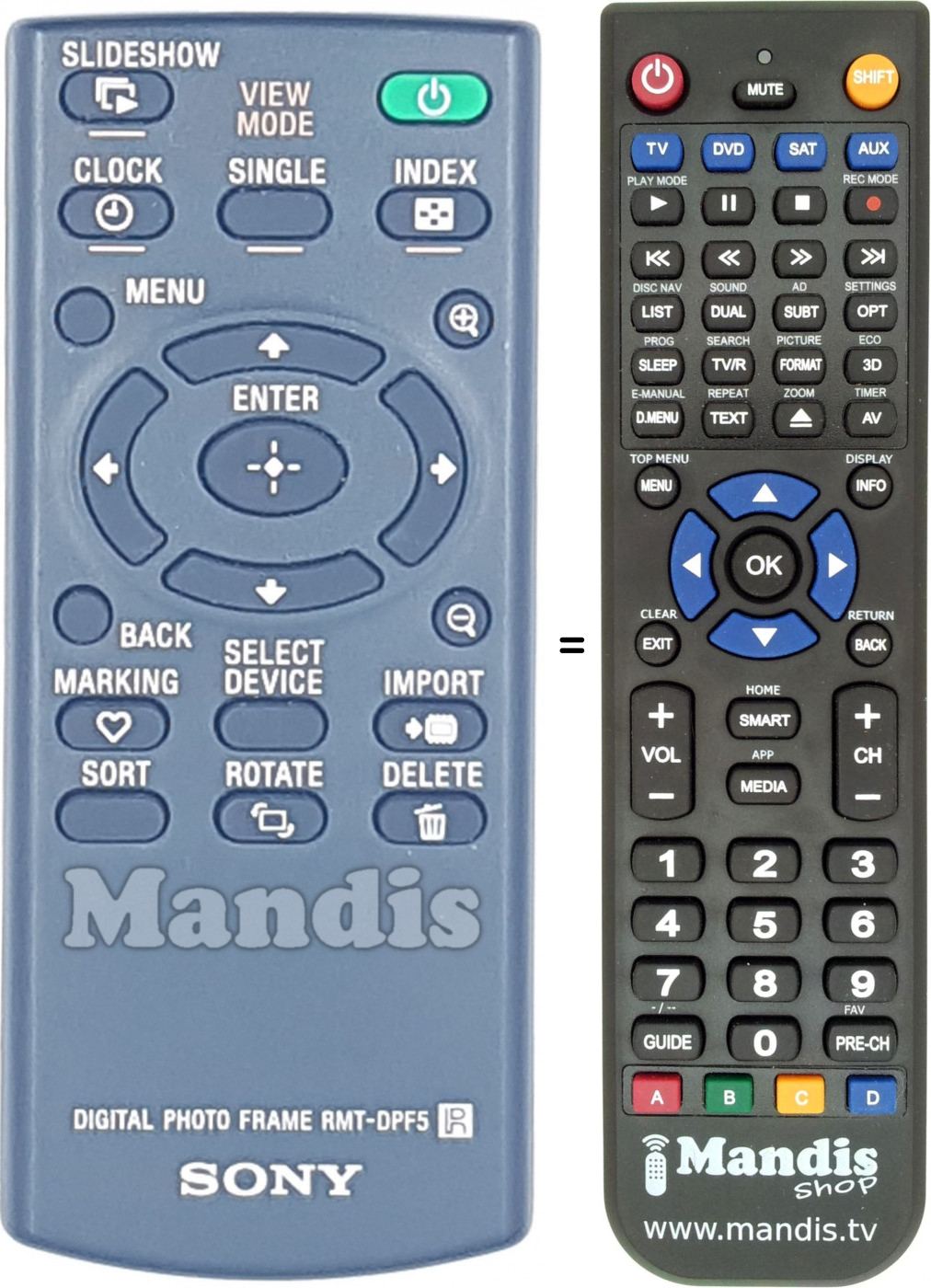 Replacement remote control RMT-DPF5