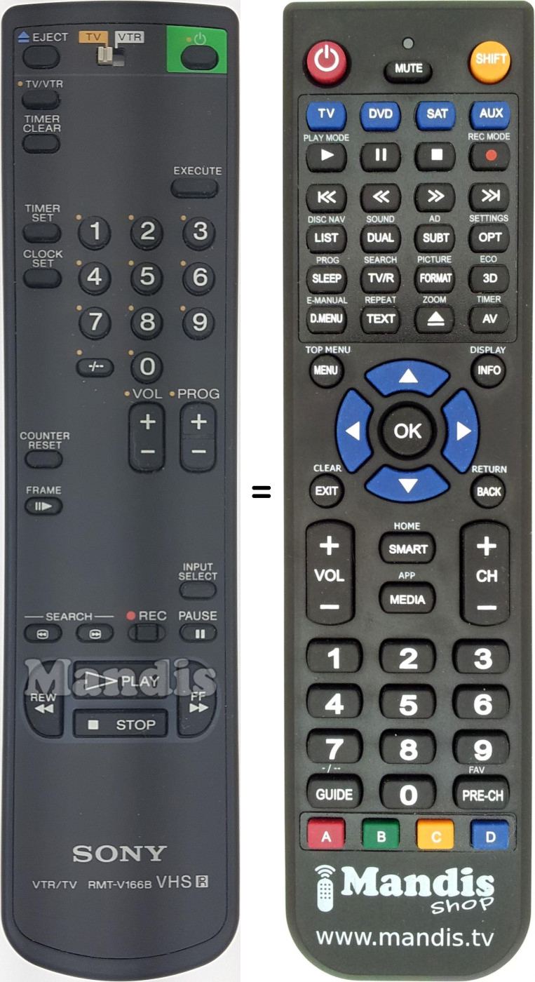 Replacement remote control RMT-V166B