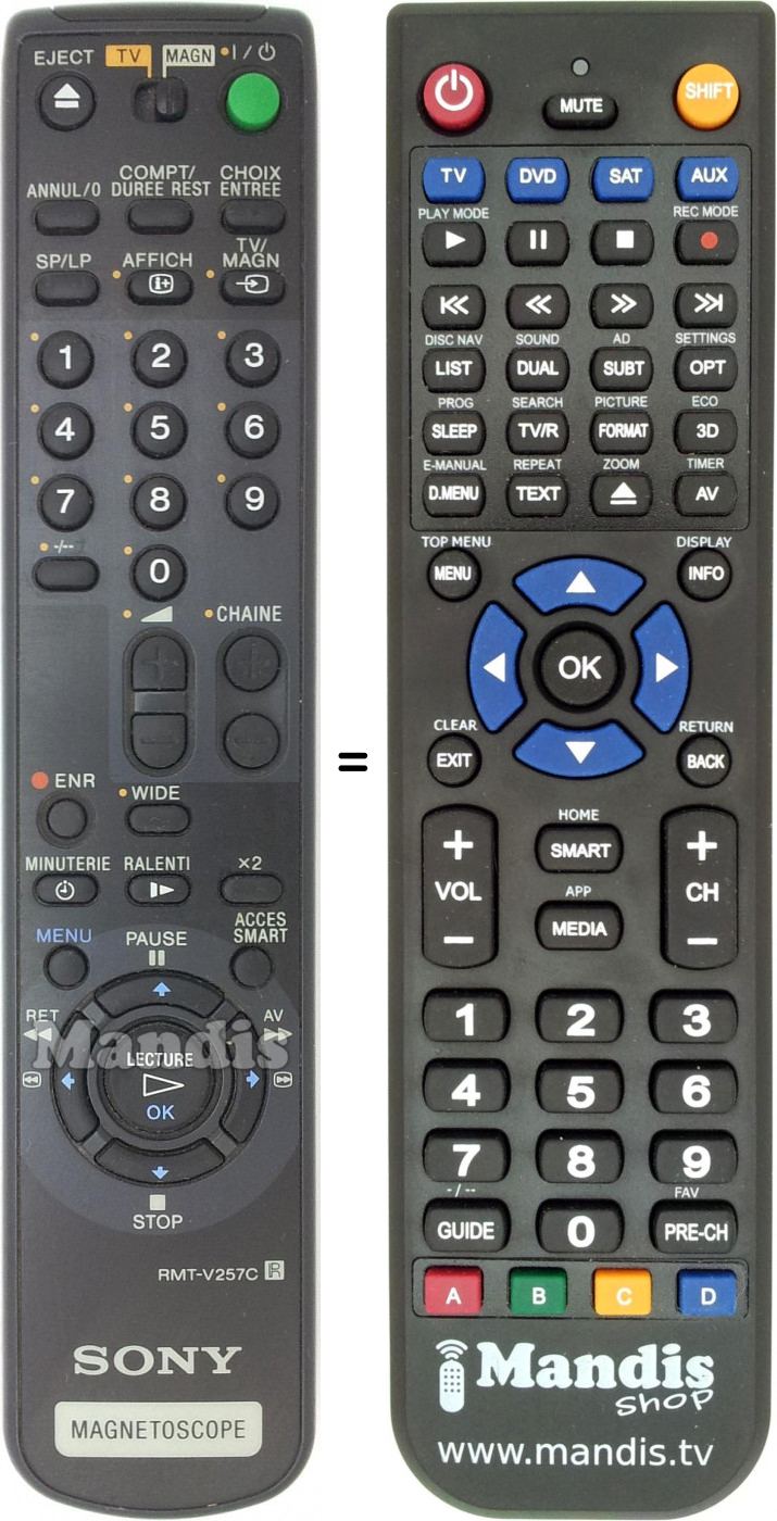 Replacement remote control RMT-V257C