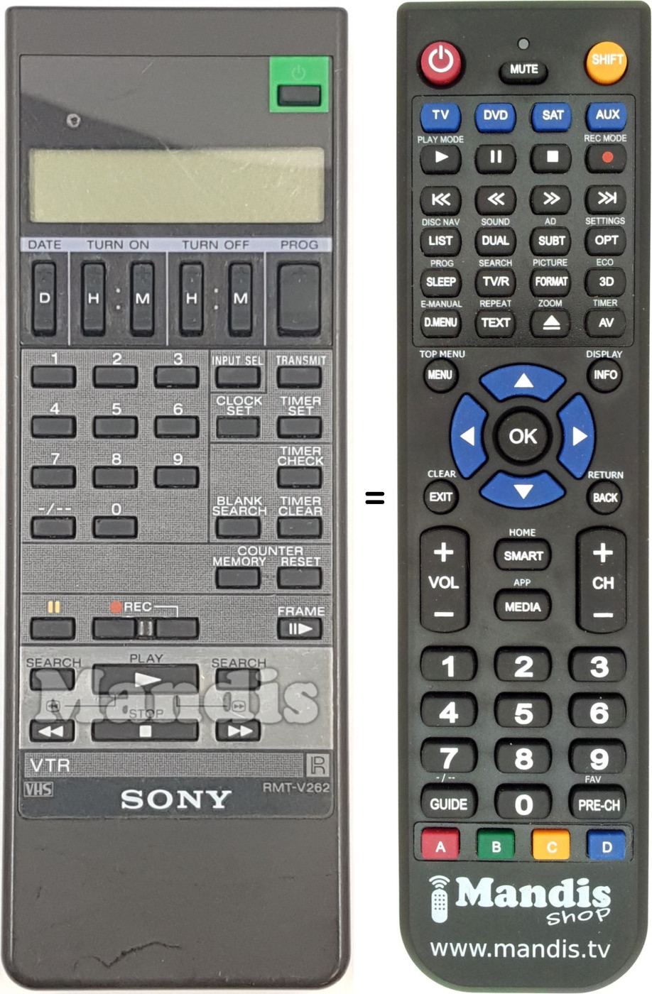 Replacement remote control RMT-V262