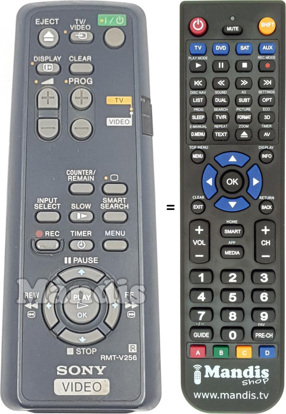 Replacement remote control RMT V256