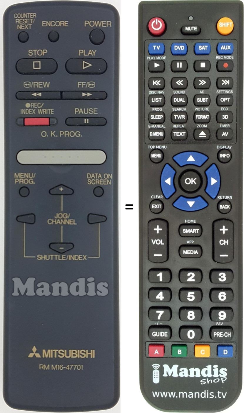 Replacement remote control RM M16-47701