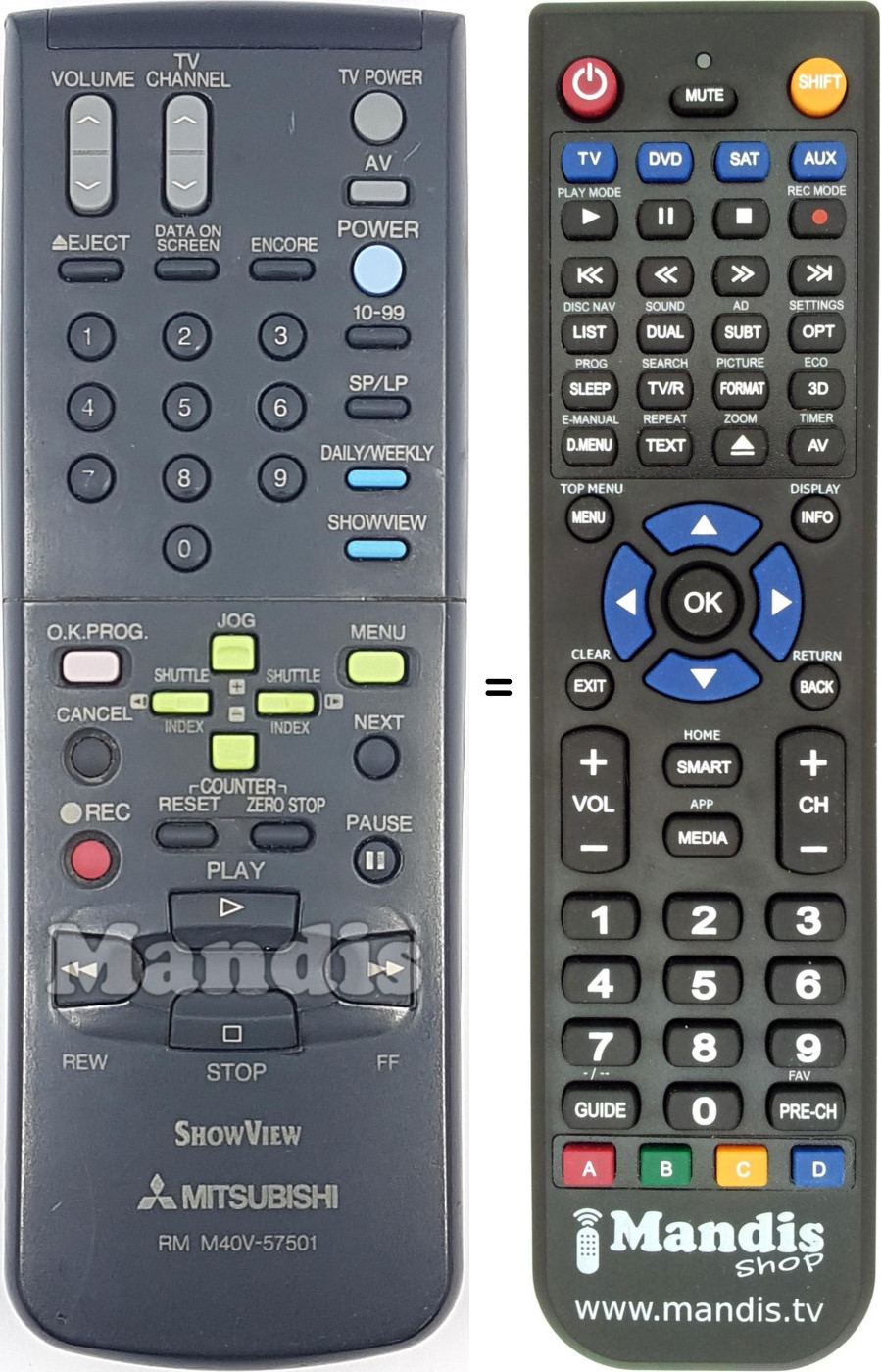 Replacement remote control RM M40V-57501