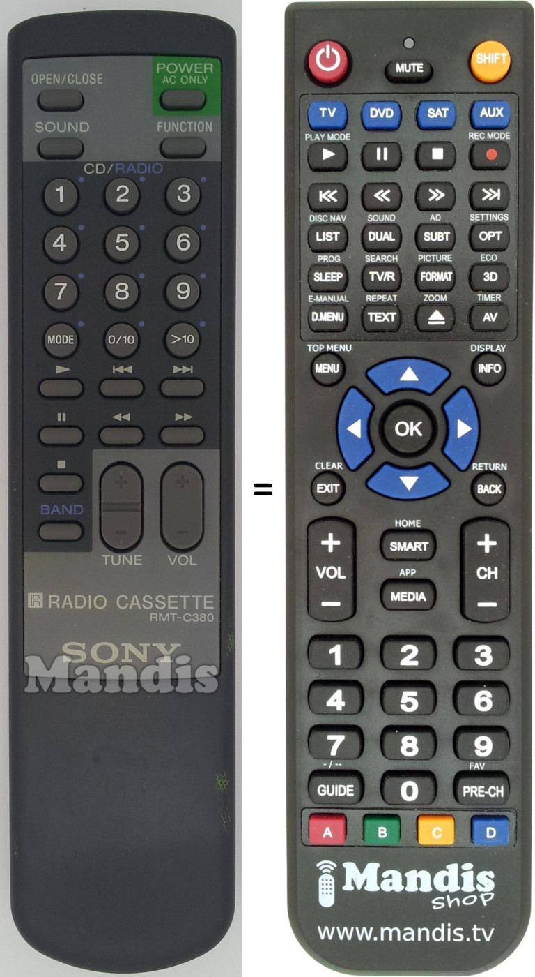 Replacement remote control RMT-C380