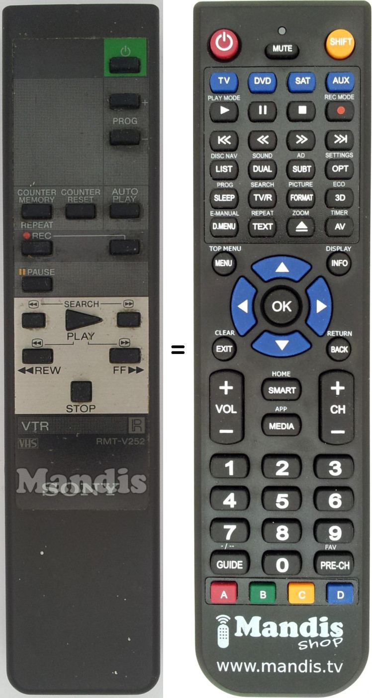 Replacement remote control RMT-V252