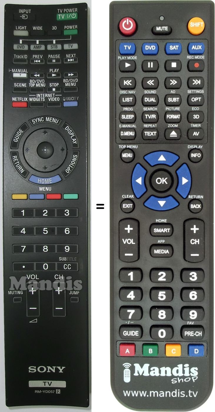 Replacement remote control RMYD057