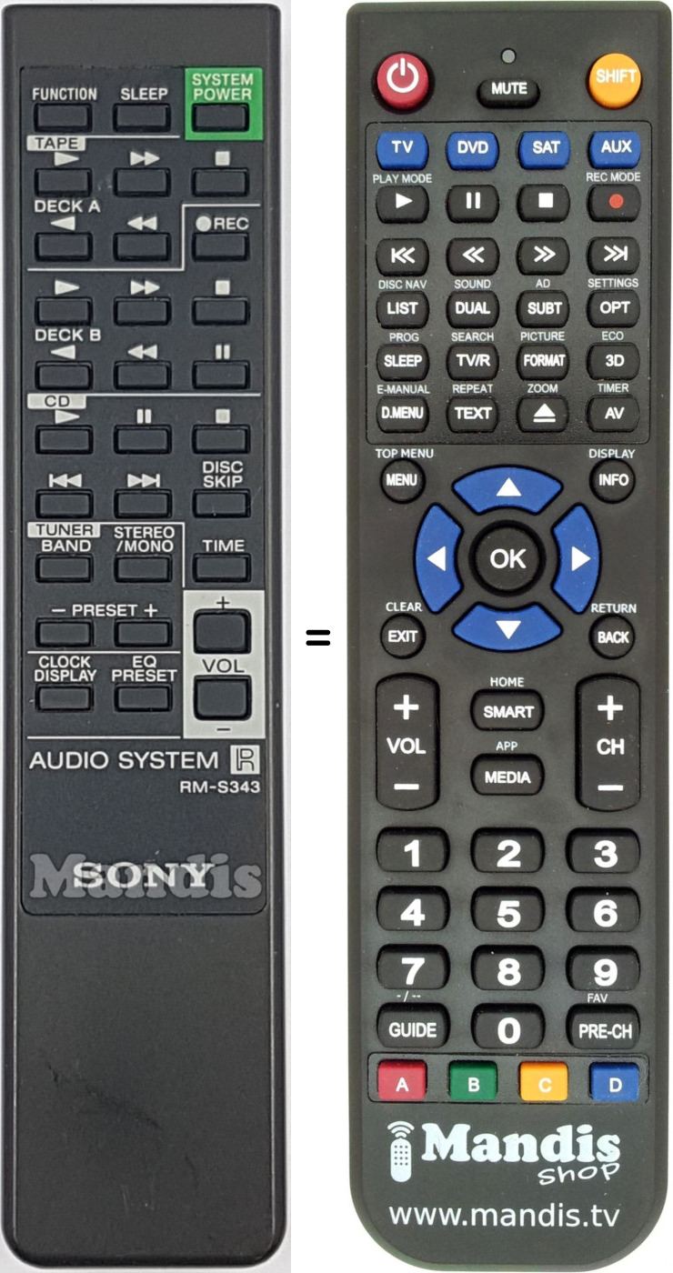 Replacement remote control Sony RM-S343