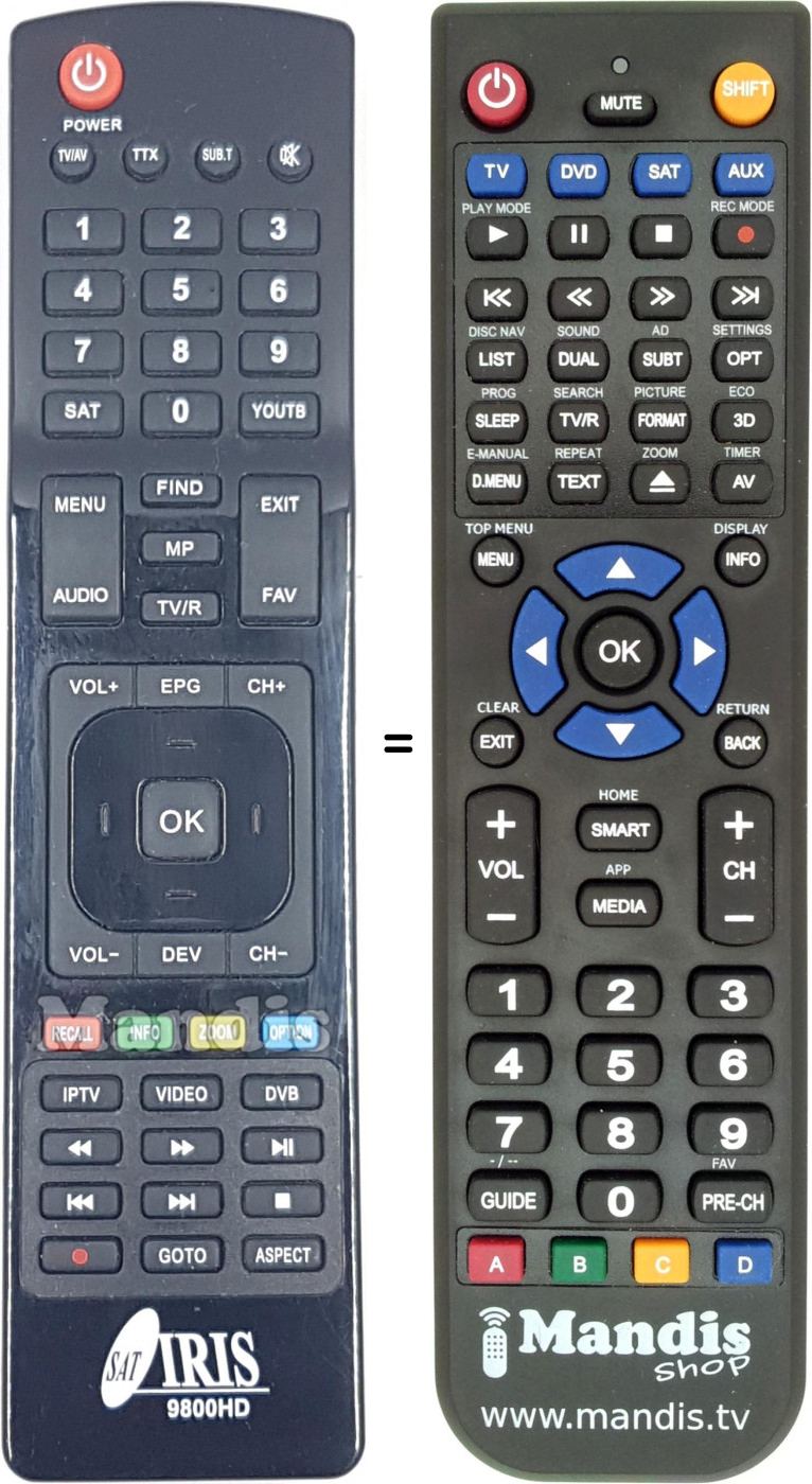 Replacement remote control 9800HD