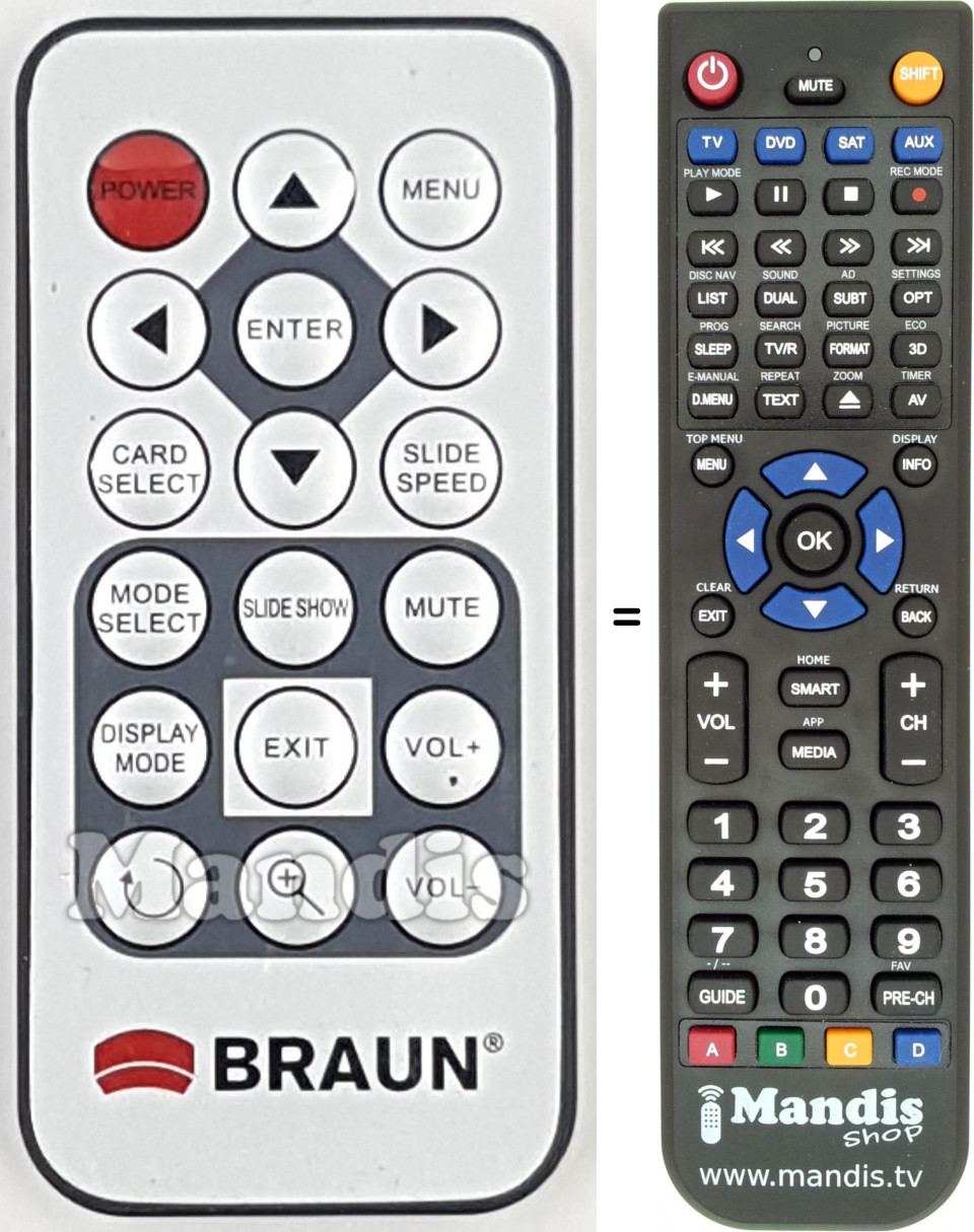 Replacement remote control BRAUN003