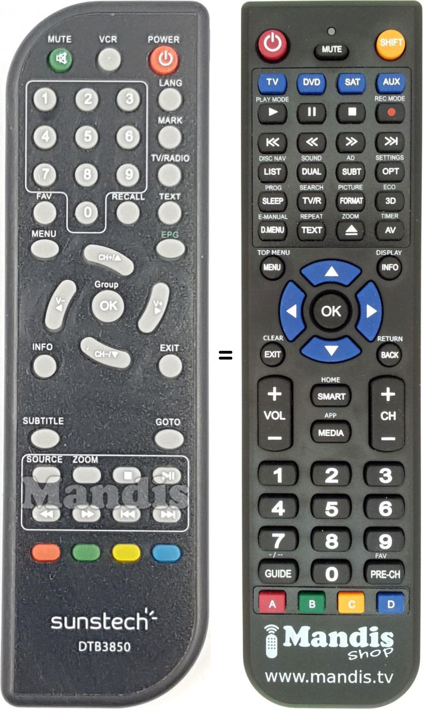 Replacement remote control DTB3850-2