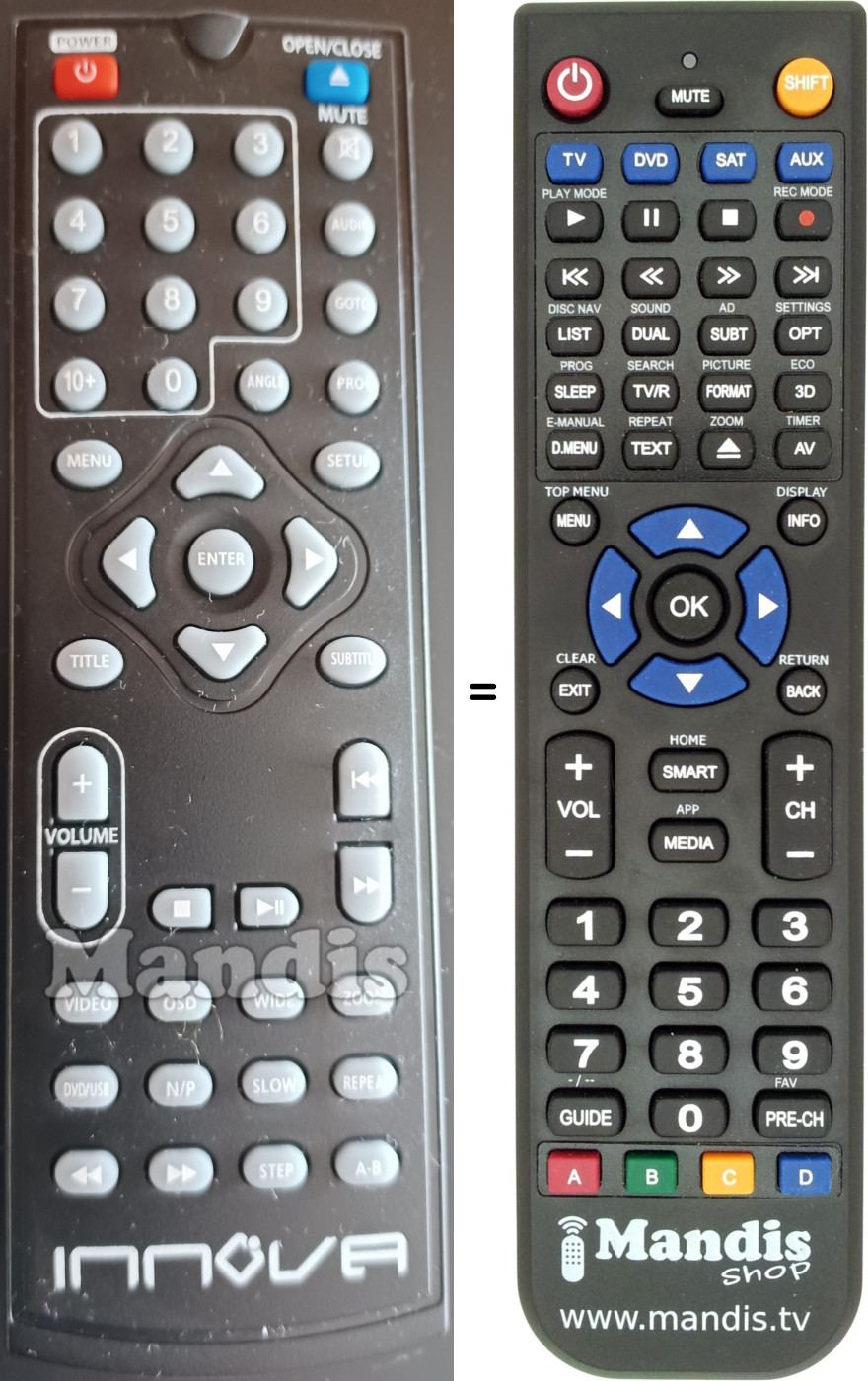 Replacement remote control INNOVA DVD-3