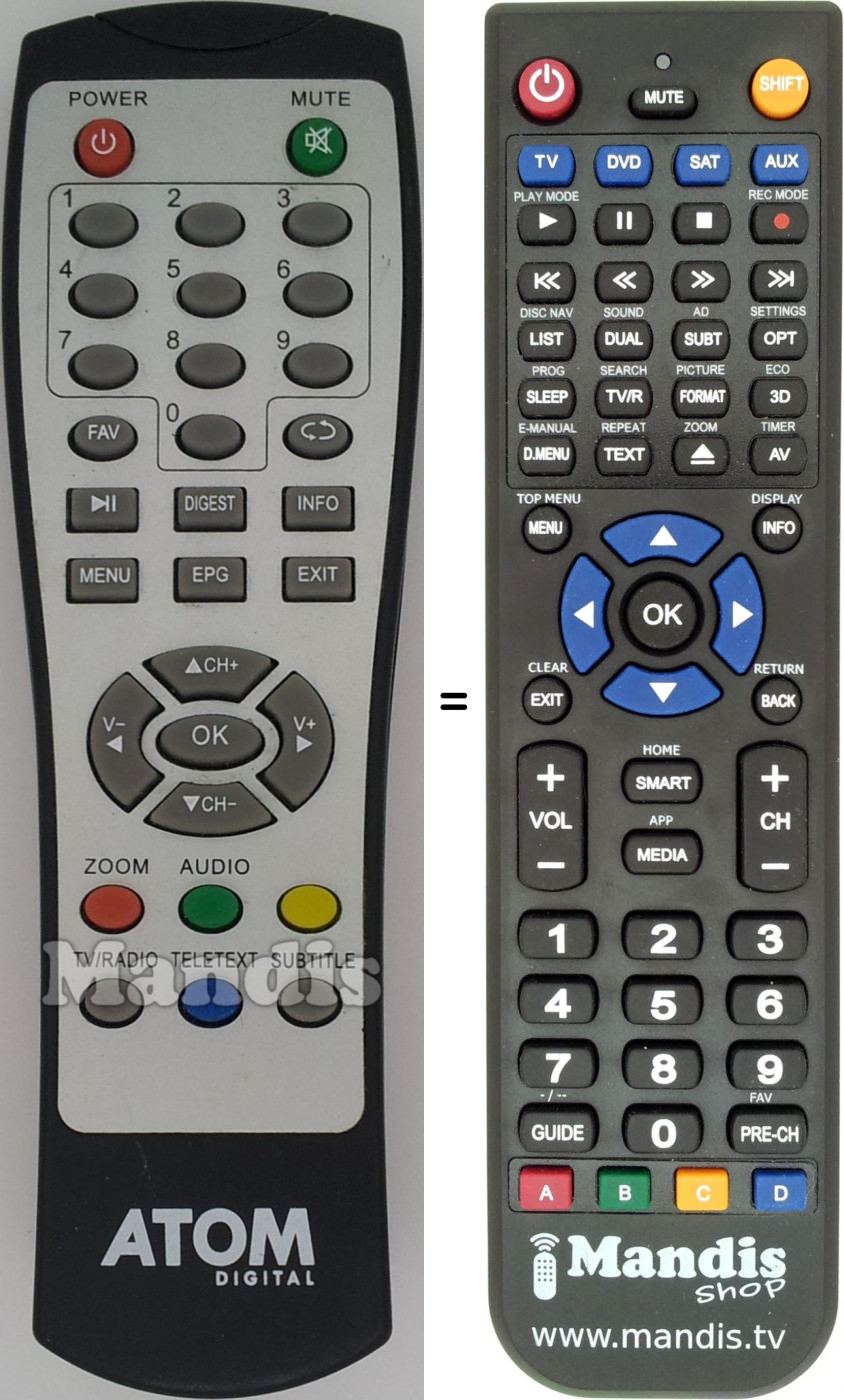 Replacement remote control ATOM MiniDT12C