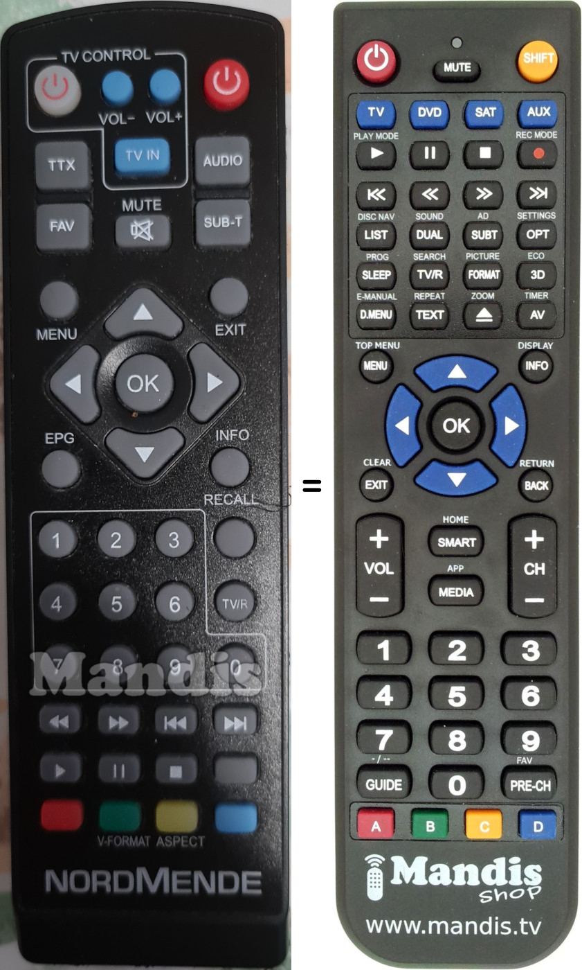 Replacement remote control NordMende Zap-S210265ND