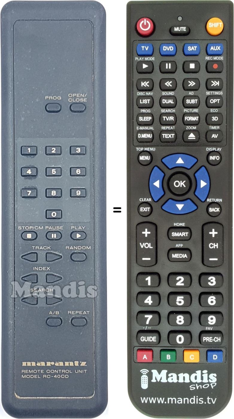 Replacement remote control RC40CD