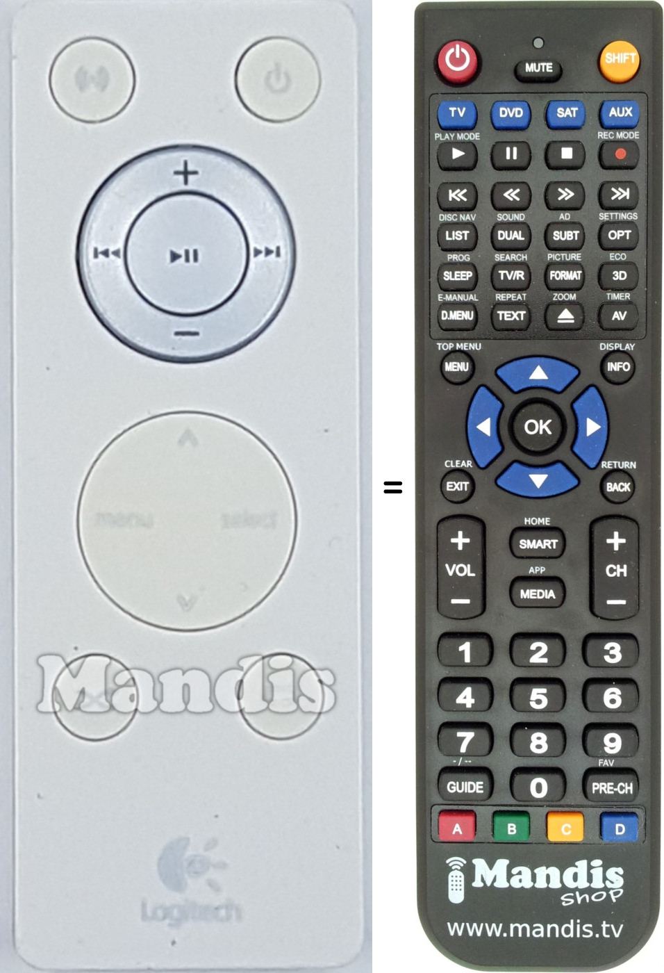 Replacement remote control REMCON1554-1