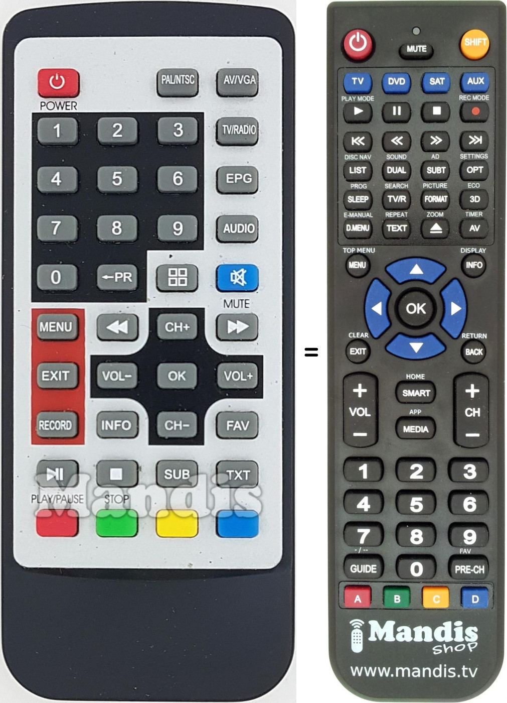 Replacement remote control REMCON1603