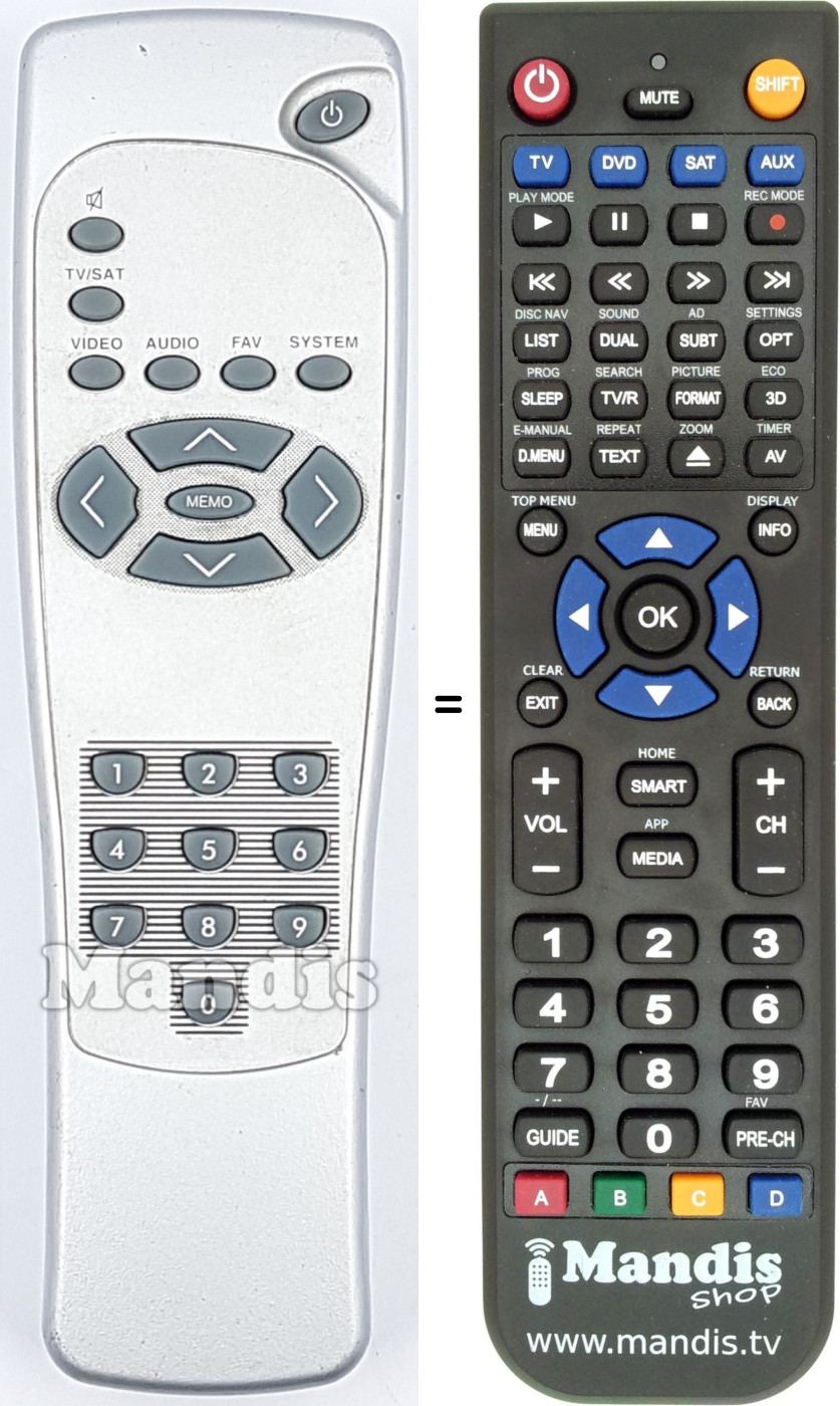 Replacement remote control REMCON2165