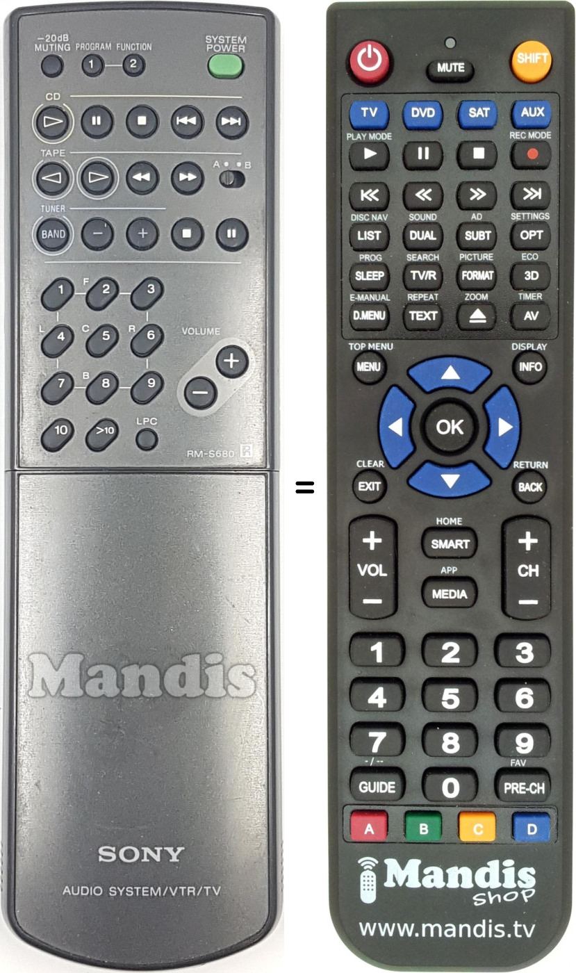 Replacement remote control RM-S680