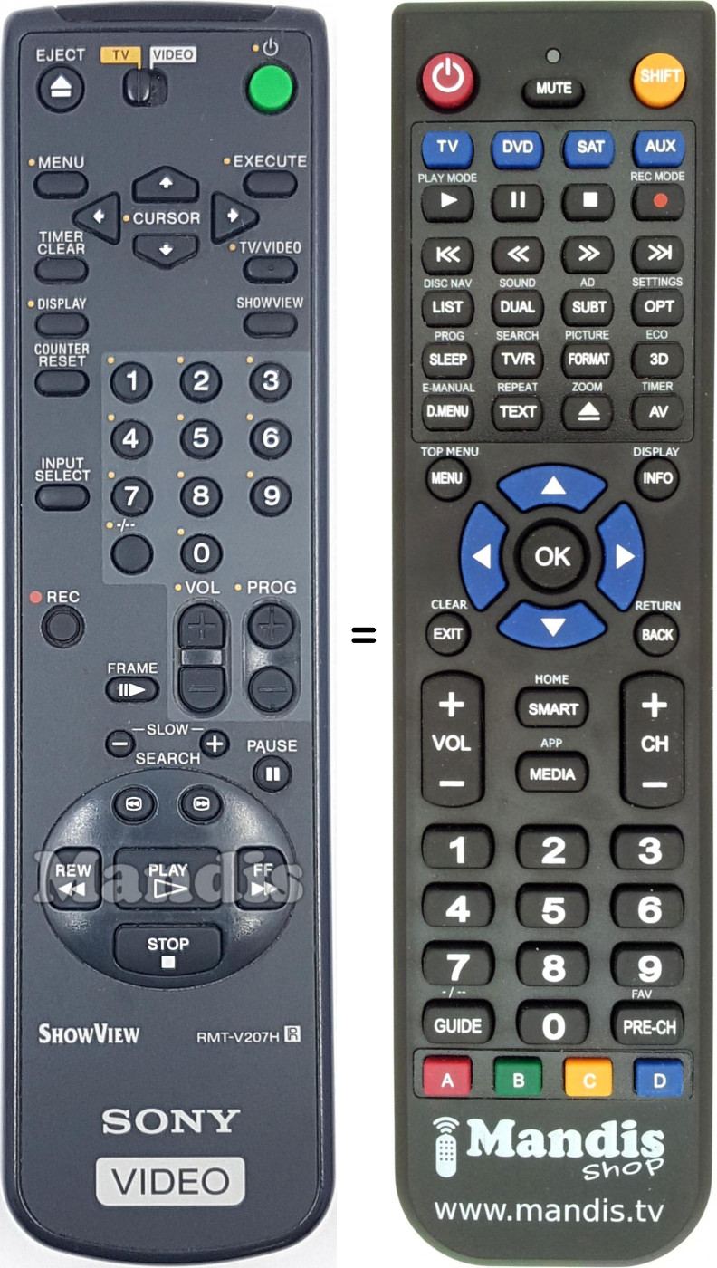 Replacement remote control RMT-V207H