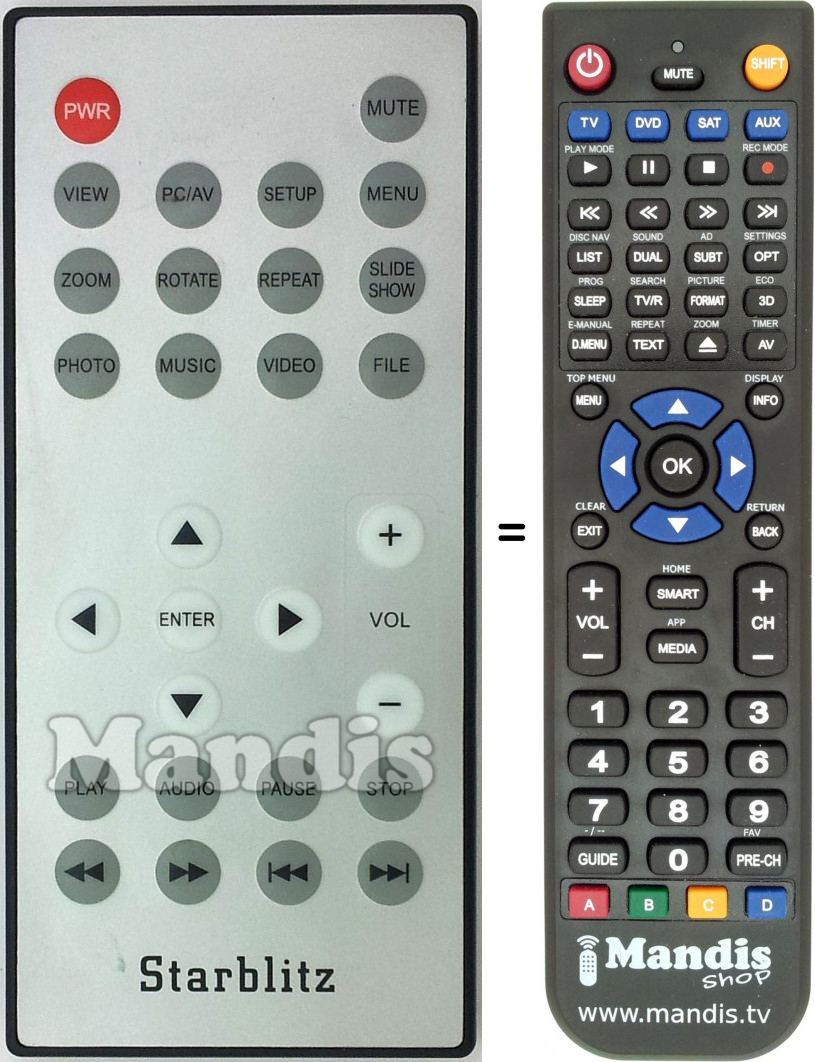 Replacement remote control STAR001