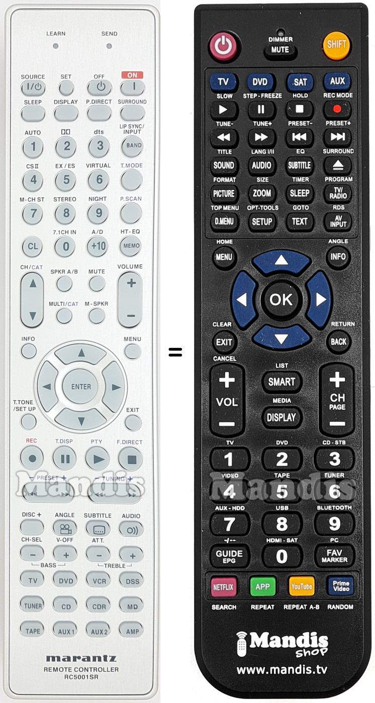 Replacement remote control Marantz RC5001SR