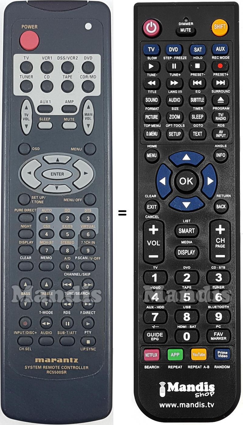 Replacement remote control Marantz RC5500SR