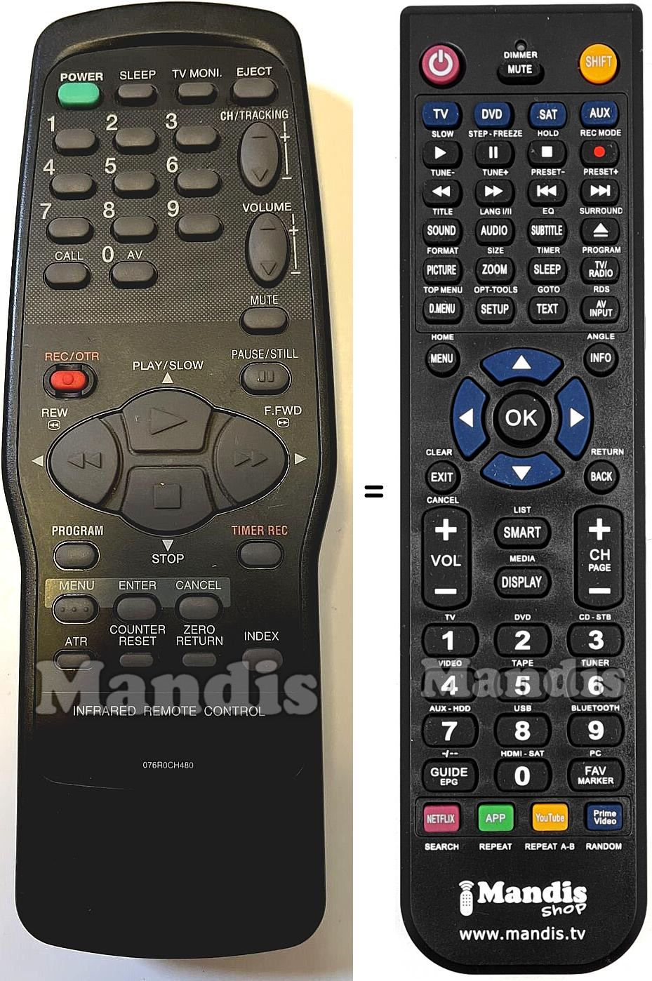 Replacement remote control 076R0CH480