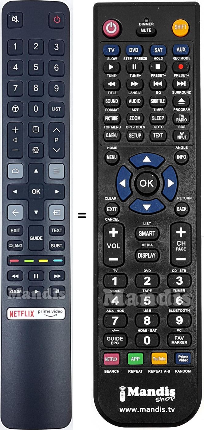Replacement remote control Tcl RC802NU