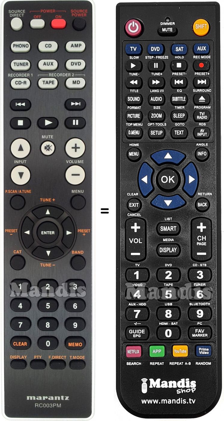 Replacement remote control Marantz RC003PM