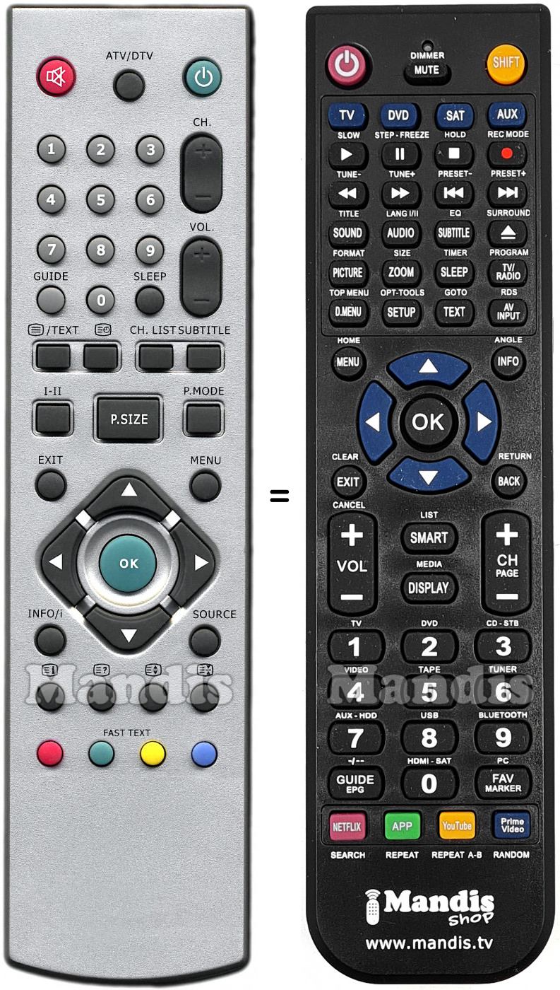 Replacement remote control Akai Akai004