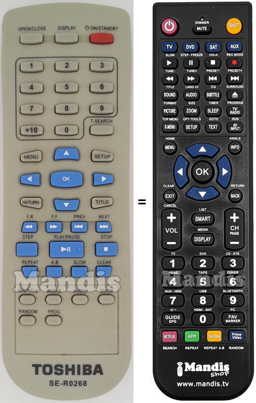 Replacement remote control Toshiba SE-R0268