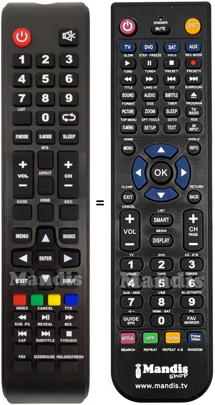 Replacement remote control NordMende Various002