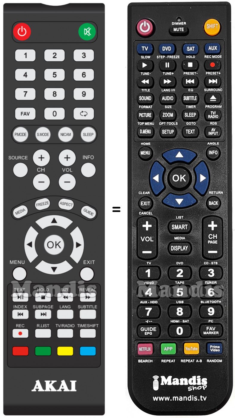 Replacement remote control ATE48B4544K