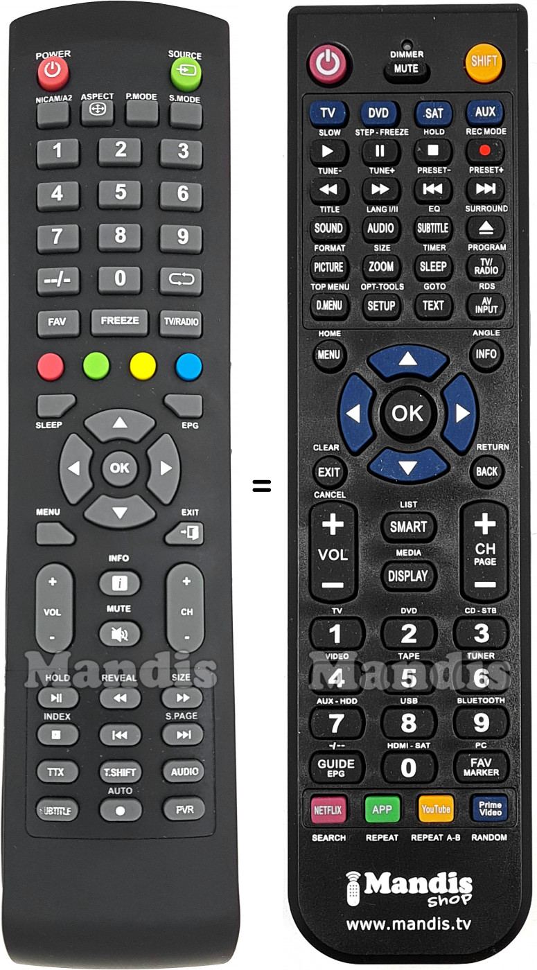 Replacement remote control Continental Edison TBS43FHDPR001
