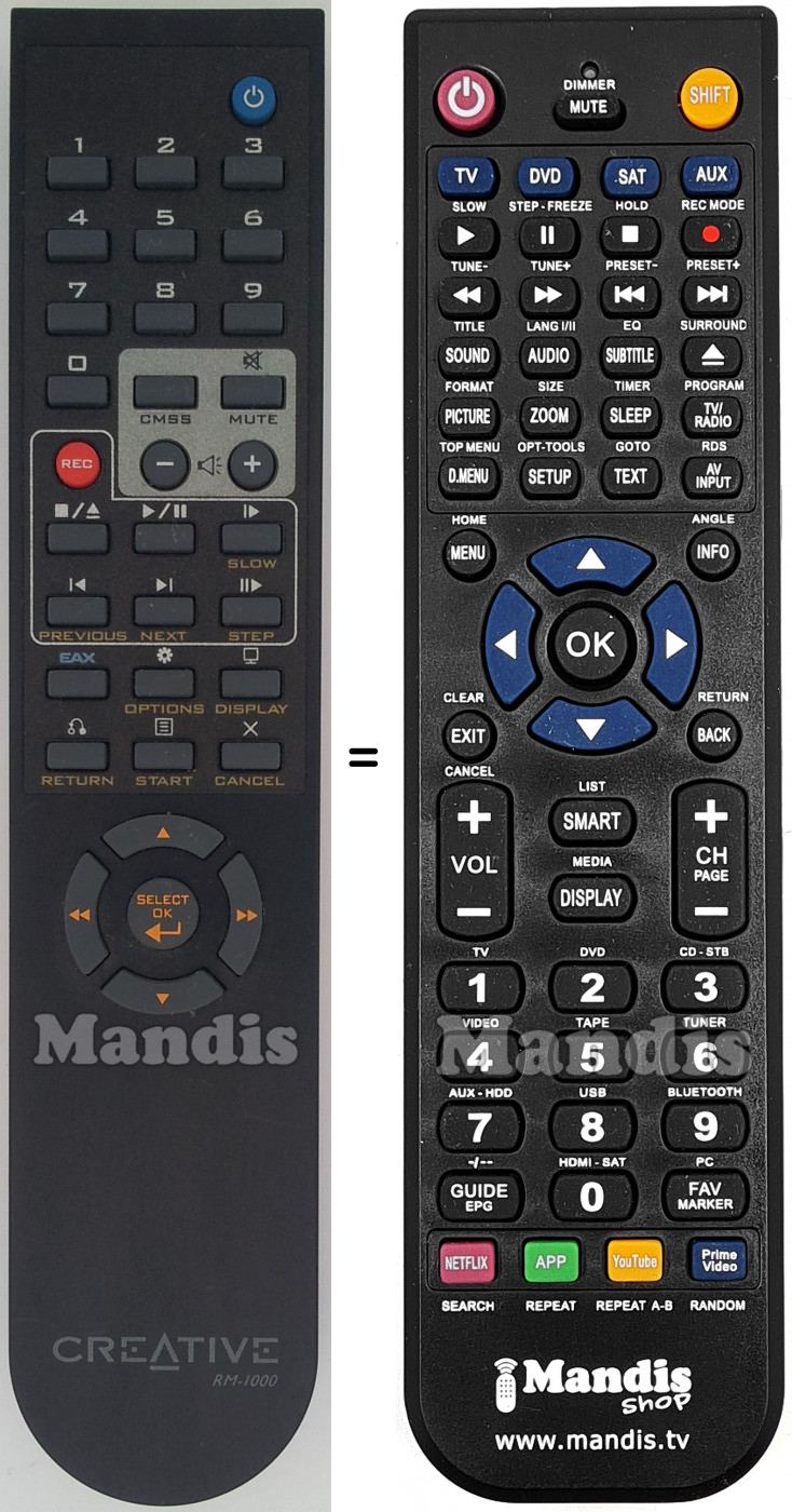 Replacement remote control RM-1000
