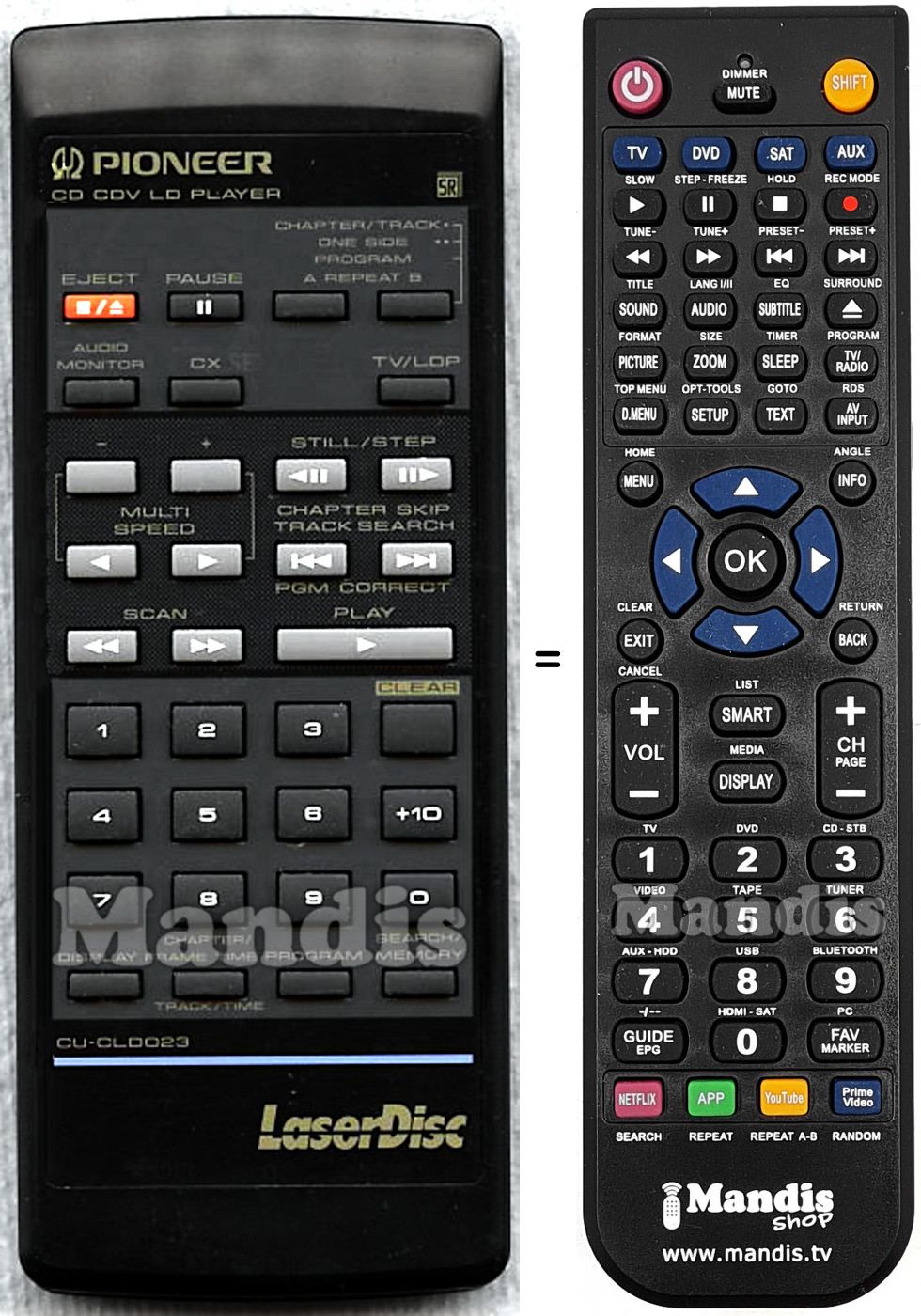 Replacement remote control Pioneer CU-CLD023