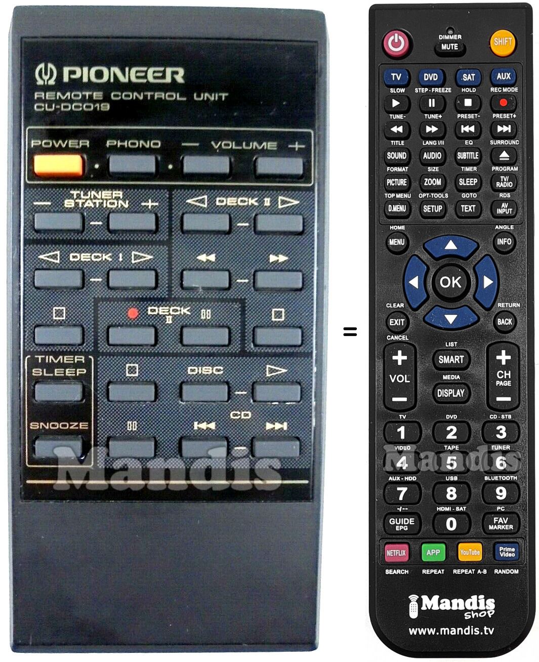 Replacement remote control Pioneer CU-DC019