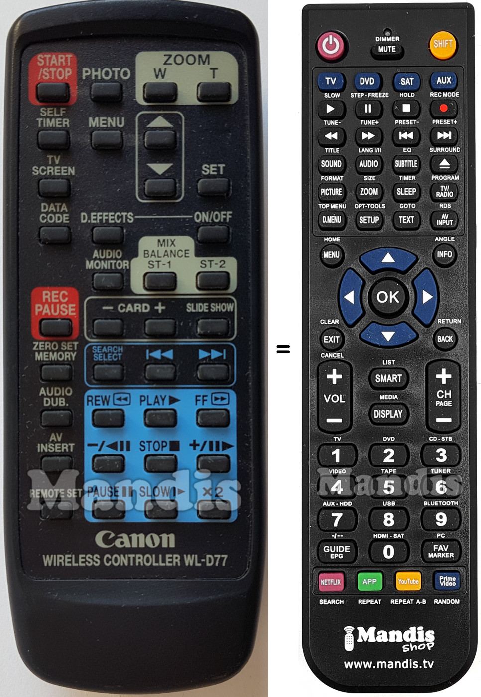 Replacement remote control Canon WL-D77