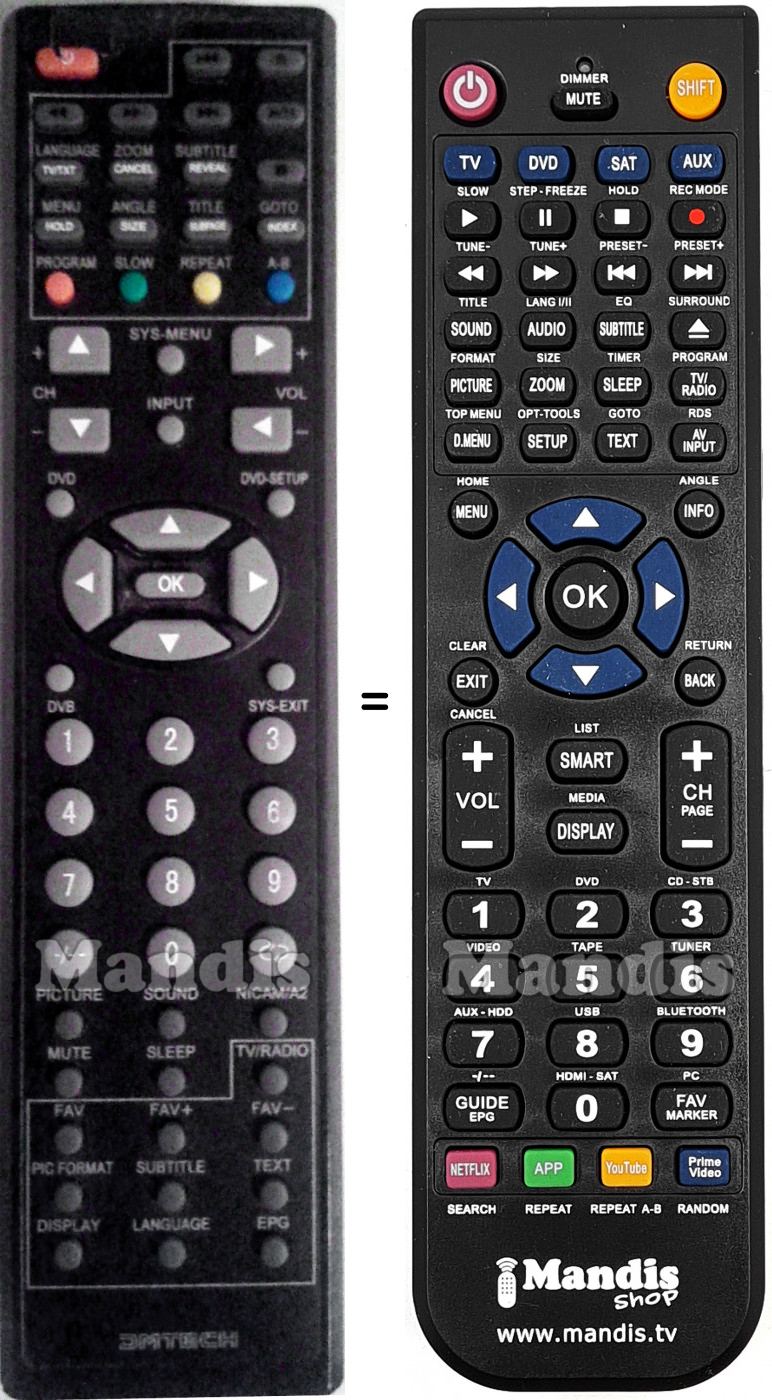 Replacement remote control VECTOR DM23XTBFHDCI