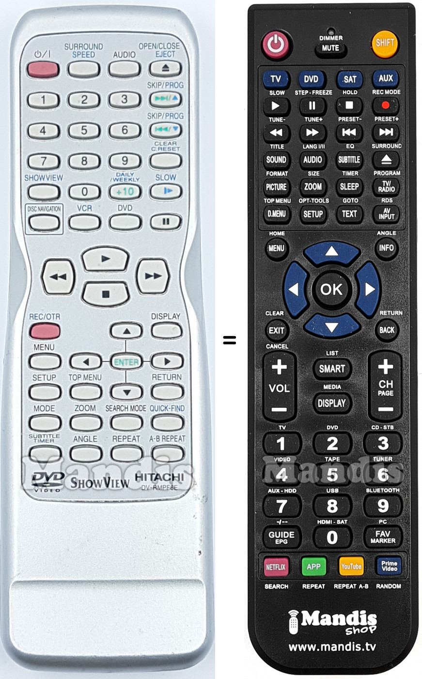Replacement remote control Hitachi DV-RMPF6E