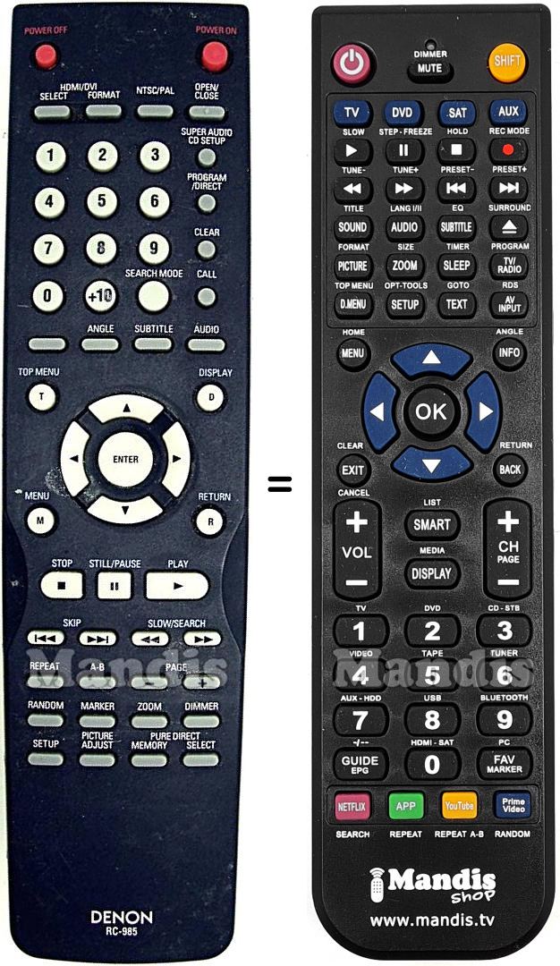Replacement remote control Denon RC-985